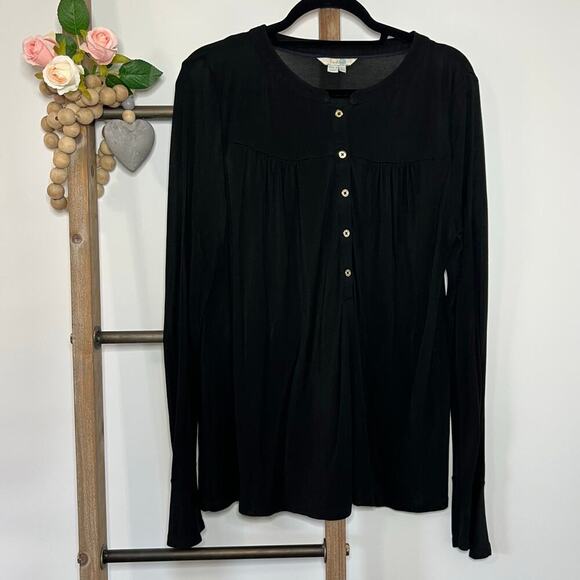 Boden Long Sleeve Black Modal Henley Shirt Size‎ 10 - Picture 1 of 7